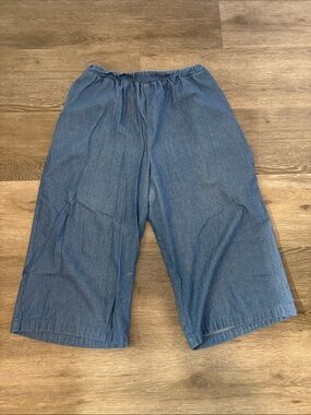 Wide-Leg Denim Culottes - Blue